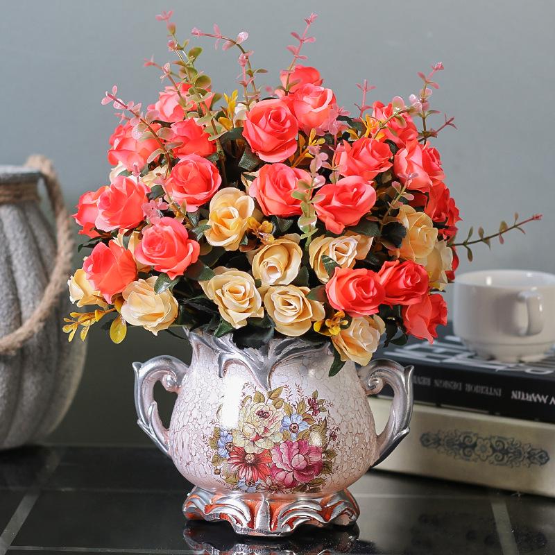 European Retro Silk Rose Flower Decor – Ideal for Living Room, Dining Table, Coffee Table, or Bedroom. Perfect As Dried Flower Ornaments.