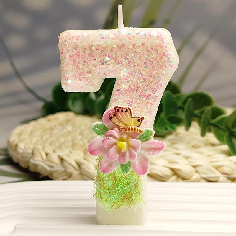 Creative and Exquisite Design Butterfly Flower Digital Candle Birthday Cake DIY Decoration Colorful and Diverse Styles