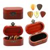 Wood Guitar Pick Storage Box Container Portable Guitar Pick Box Holder Collector with 5 Guitar Pick Gift for Guitarist