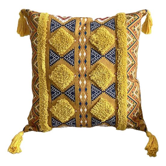 45x45CM všívaný povlak na polštář se střapci Český etnický styl Geometrický zip Bavlněná pohovka Ložnice Dekorace polštář Povlak na polštář