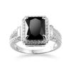 Charm Female Black Square Zircon Stone Ring  Sterling Silver Promise Weddind Rings for Women Big Crystal Ring  Anillos