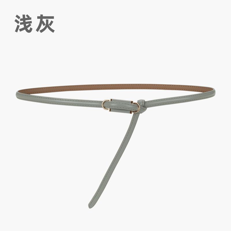 Four Seasons Available New Women'S Leather Thin Belt With No Hole Design Decorative Belt Waist Cover Dress Versatile Two Layer Leather Women'S Belt