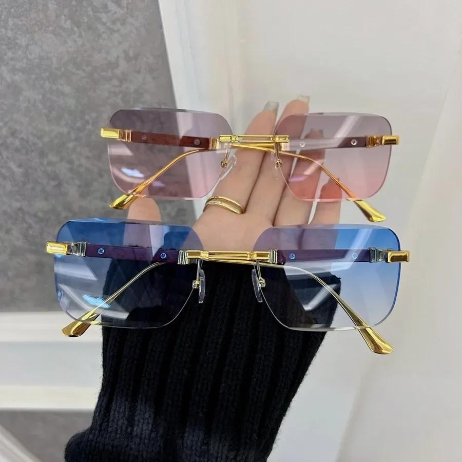 Designer Brand Square Sunglasses Women Men Colorful Small Frame Sun Glasses Female Mirror Colors Rimless Cool Fashion