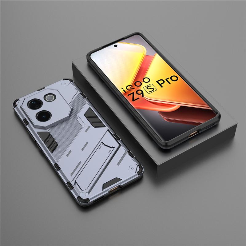 For Vivo T3 Pro Lite Punk Armor Shockproof Bumper Rugged Rubberized PC Fitted Kickstand Case Stand Holder Cover Shell