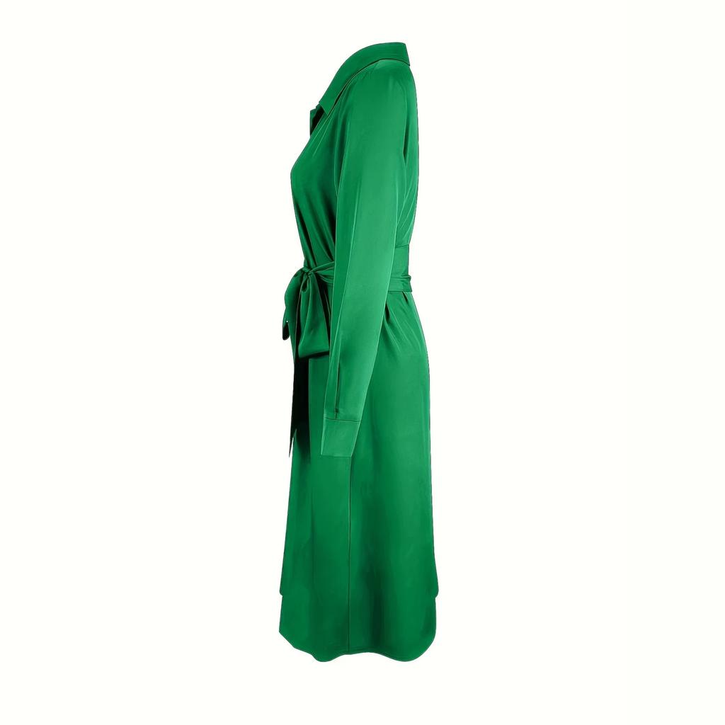 Damen neuer europäischer und amerikanischer Ganzjahres-Strickjacke Patchwork Baumwolle Unifarben Temperament Pendler Mittel- und Langkleid Damen