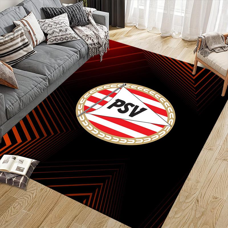 PSV Eindhoven Flannel Pattern Square Carpet,Area Rug,Carpet Rug for Living Room Bedroom Sofa Playroom Decor,Non-slip Floor Mat
