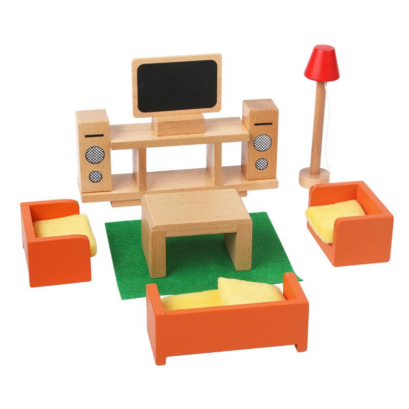 Children's Educational Multi-Functional Wooden Building Blocks Set for Pretend Play and Mini Furniture