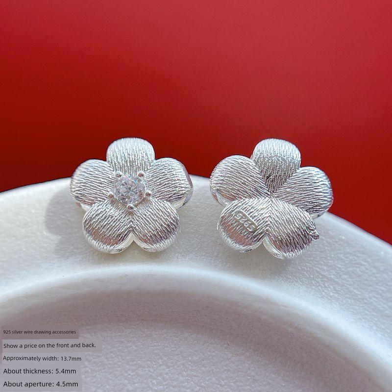 

Аксессуары из стерлингового серебра 925 пробы Матовые бусины-разделители Персик-сердечко Пума Сливовый цвет Бэйюнь DIY Кристальные аксессуары для браслета Материал для украшений LA1855 925 silver brushed plum spacer beads