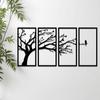 Pre-Laminated Pine Wood Bird On a Tree In Wall Art | Laser Cut Precision | For Home Décor | For Gifting (Set of 4)