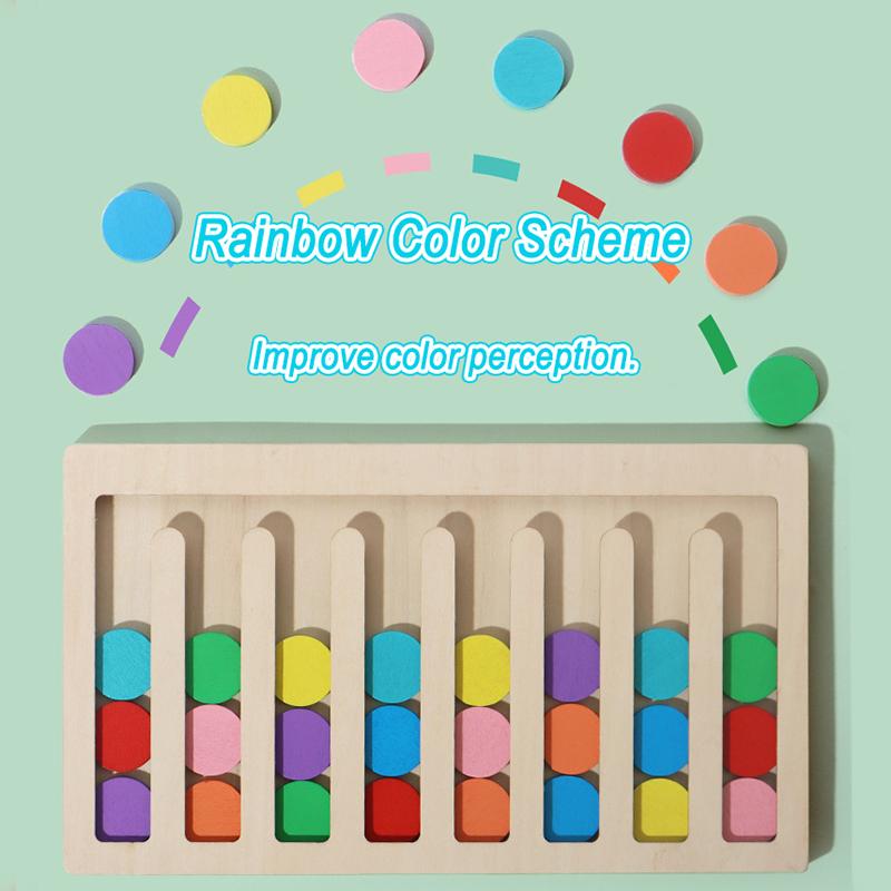 Children Color Matching Board Montessori Toy Color Sorting Logical Thinking Training Game Early Educational Wooden Toys for Kids