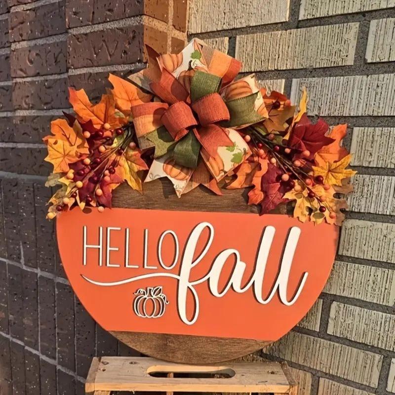 Handcrafted Wooden Welcome Wall Plaque Greeting Sign 30cm Door Hanger For Autumn Decorations Indoor Outdoor Use