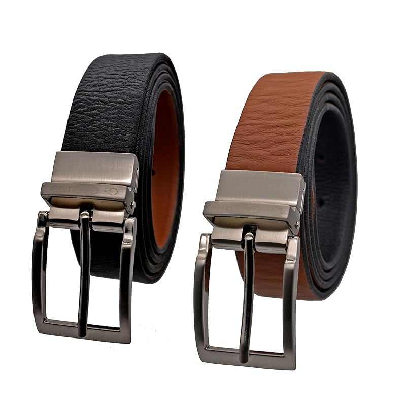 

[G.GAGLIANO] stretchable belt cowhide reversible black brown Relaxed stomach men s gentleman belt G. Galliano