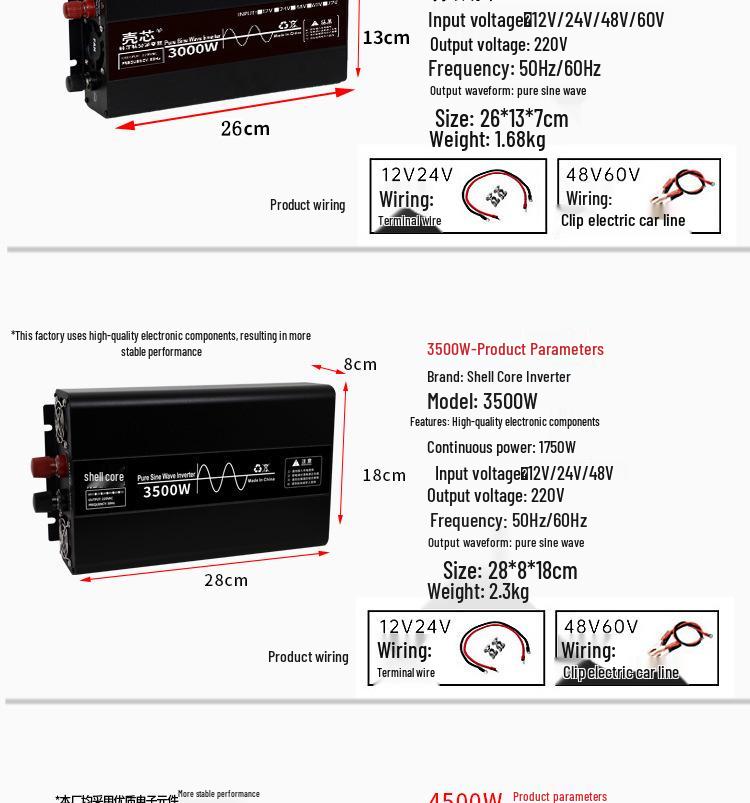 Pure Sine Wave Inverter 1600W-10000W, 12V/24V/48V to 220V Converter