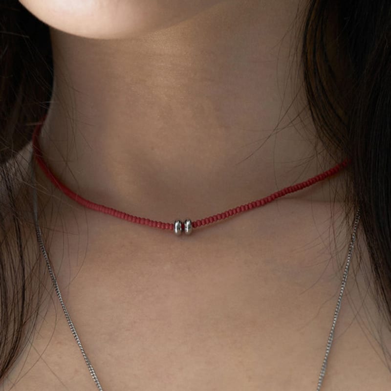 OURPIERRE SILVER DONUT NECKLACE RED