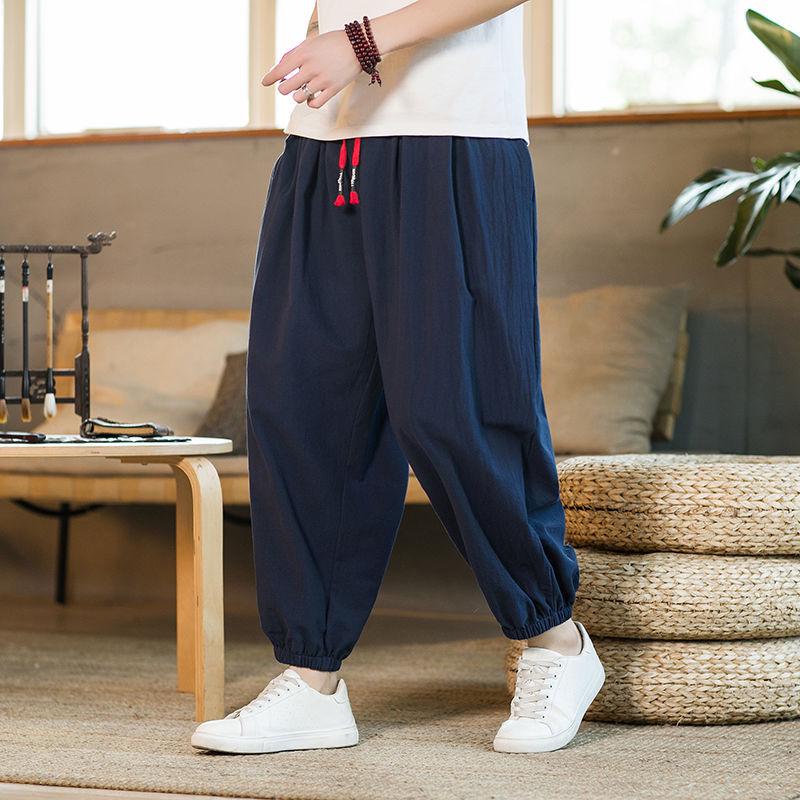 Monk Loose Cotton-Linen Meditation Pants - Hemmed for Spring & Summer