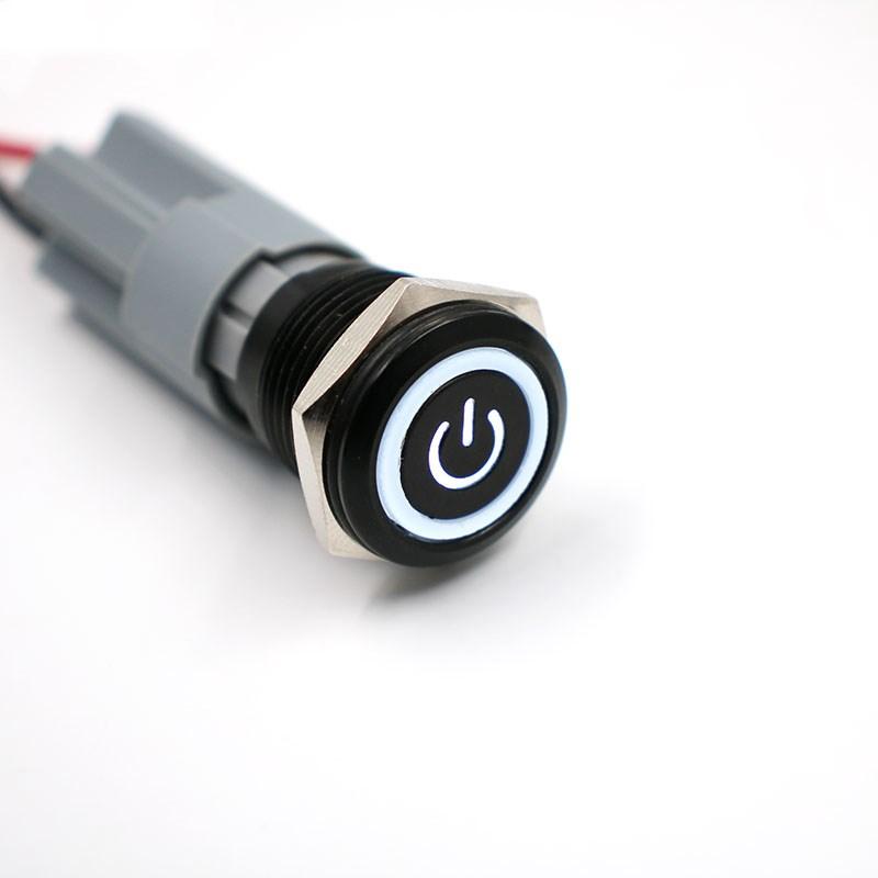 

16mm Alumina Black Body Waterproof Press Metal Push Button Switch LED Light 3V 5V 12V 24V 36V 220V Momentary Car Engine PC Power 110-220v білий