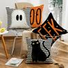 New Halloween Black Cat Striped Linen Pillow Cover Ghost Retro Elements Home Living Room Bedroom Sofa Decoration