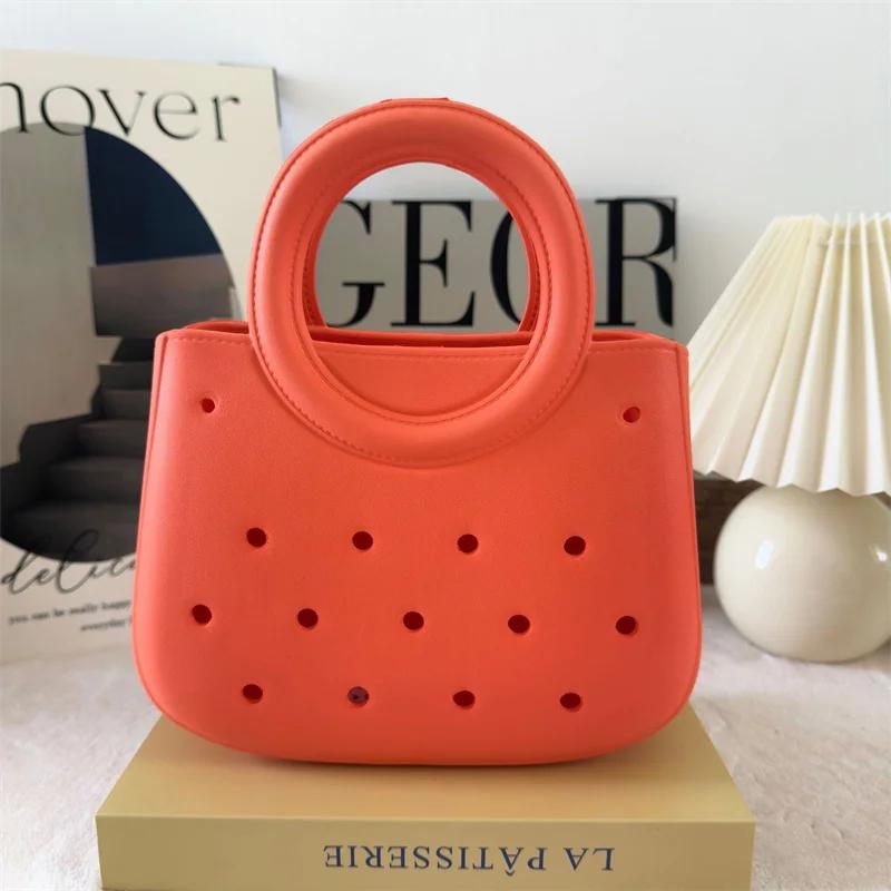 Women Summer Beach Bag Summer EVA DIY Waterproof Beach Basket Picnic Outdoor Travel Tote Handbag For Swimming Vacation Shopping