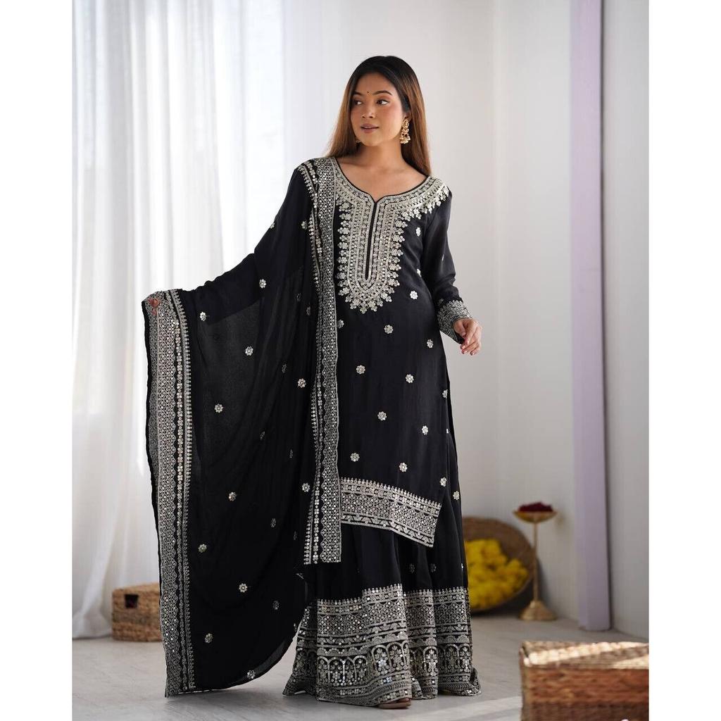 Women Indian Pakistani Bollywood Salwar Kameez Party Wear Designer Sharara Suit VF-1120A