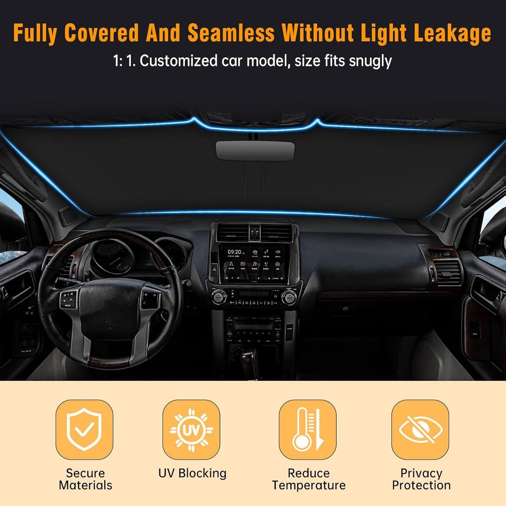 Front Windshield Sun Shade Windshield Cover Compatible With Toyota 4Runner 2010-2025, Sun Visor Protector Blocks UV Rays Sunshade For 4Runner