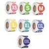 7x Цветные наклейки-этикетки с размерами одежды XS XXL 0,98 дюйма Самоклеящаяся круглая бумага для розничной торговли