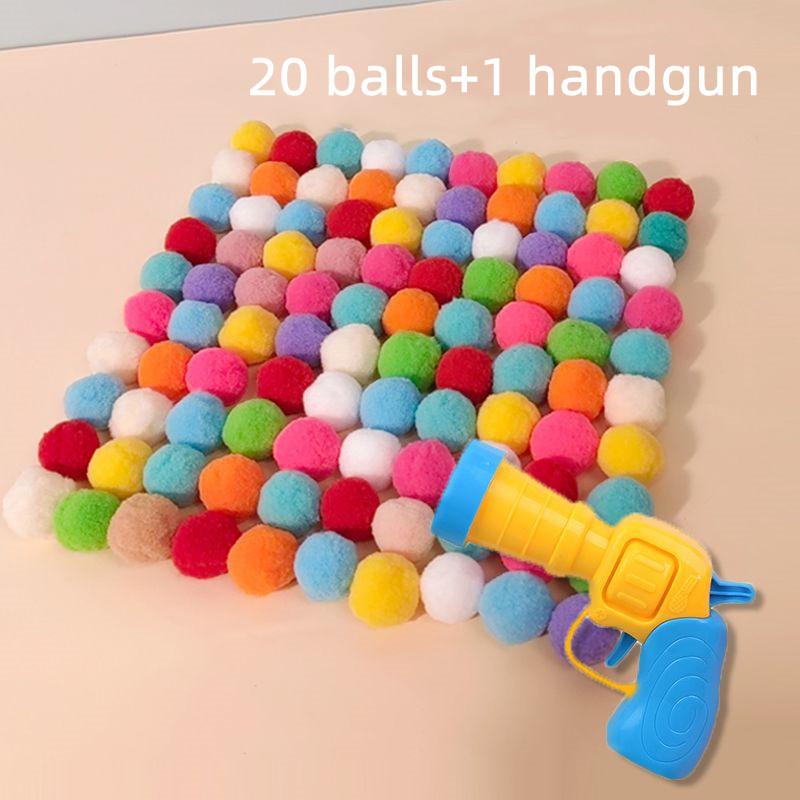 Cat Toys Mini Interactive Launch Training Toy For Pet Kitten Creative Shooting Gun Games Stretch Plush Ball Toys Pet Supplies