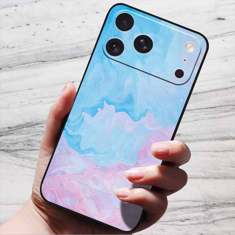 Marble Case For iPhone 16 Pro Max Black Edge Cover For iPhone17 Air 16e iPhone16 Plus Luxury Silicone Phone Cases Soft TPU Bag