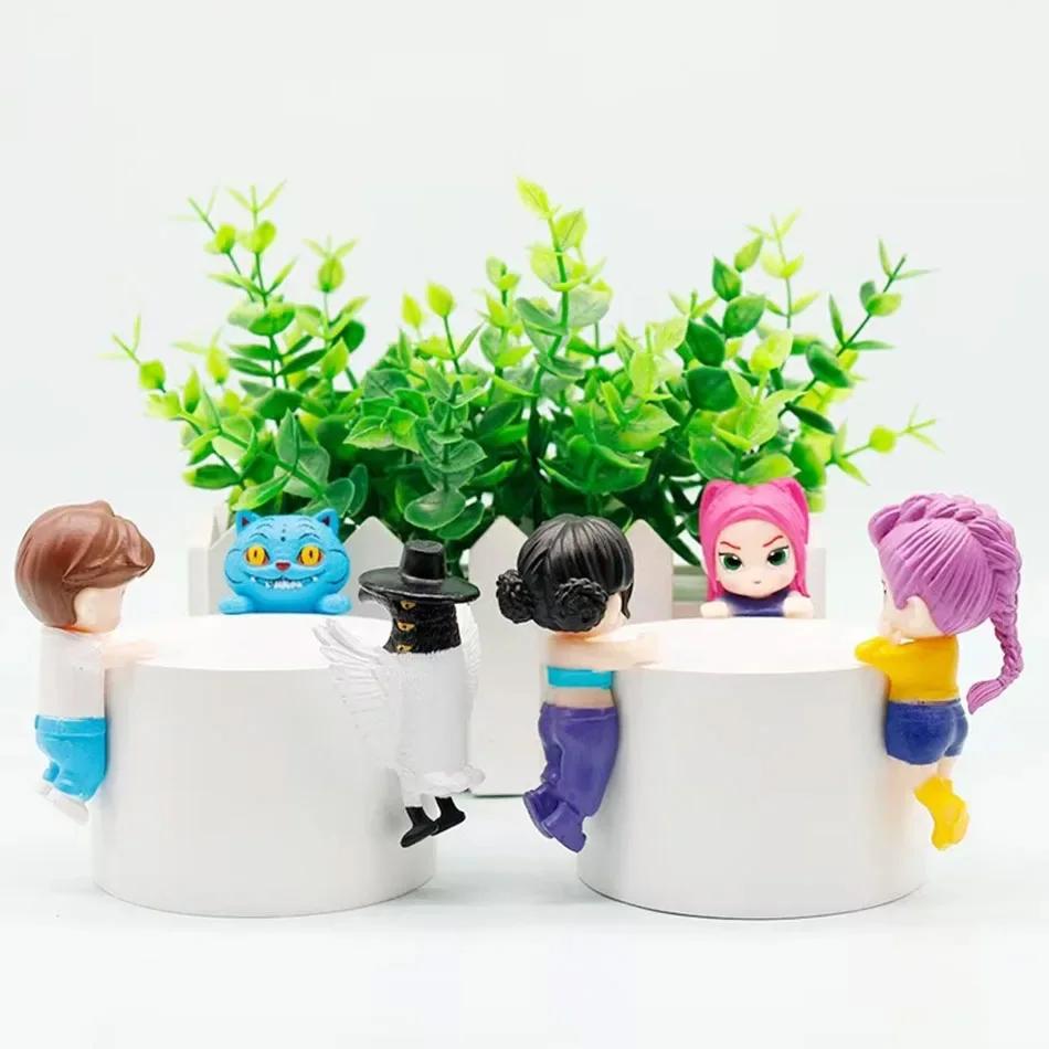 New Kpop Demon Hunters Figure Series Car-mounted Phone Holder Decoration Tiger Mira Zoey Doll Mini Decor Model Toys Girl Gifts##