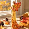Autumn Angel Resin Figurine Standing Decorative Sculpture with Leaf Wings and Flowing Dress for Home Office Display and Seasonal Decoration