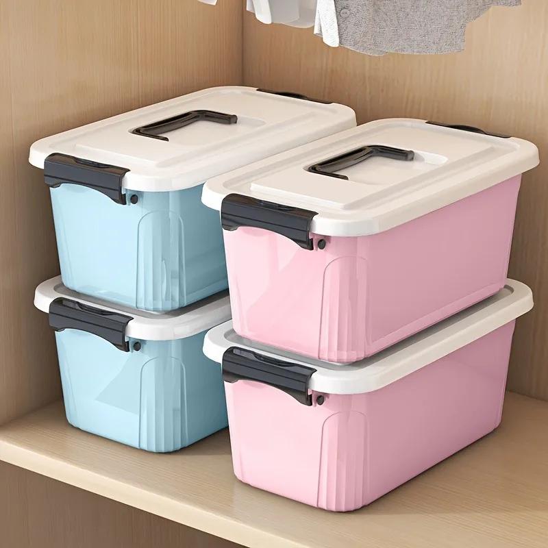 4pcs Nordic Storage Boxes - Stackable Plastic Bins for Closet, Car Trunk & Bathroom Organization - Clear Pantry Containers