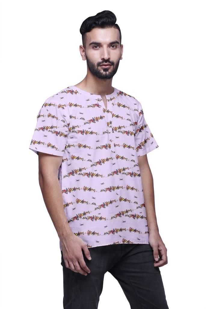 Atasi Tailored Fit Short Kurta Cotton Cambric Printed Keyhole Neck Casual