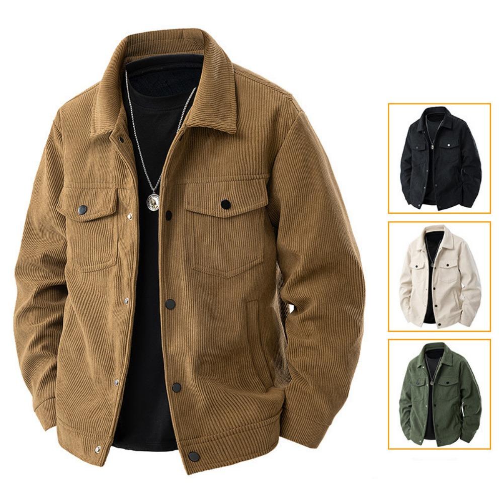 2025 Stylish New Men Corduroy Jackets Comfortable Windproof Male Clothes Casual Turn-down Collar Jacket Coats Plus Size Multiple Colors