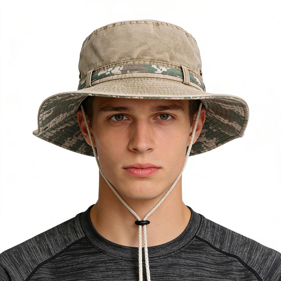 Vintage Men's Cotton Bucket Hat UV Protection Sun Caps Multipurpose Summer Outdoor Climbing Fishing Tourism Brim Fisherman Hats