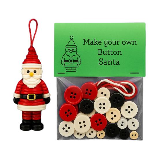 DIY Christmas Button Ornament Button Snowman Xmas Tree Decoration Kit Hanging Button Santa Claus Craft Set for Kids Adults Festive Home Decor