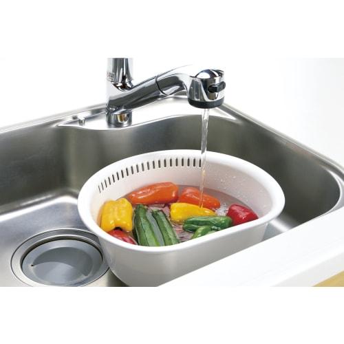 Richell Washtub, White, 5.4L, Shelly, D-Shaped, Large, Antibacterial