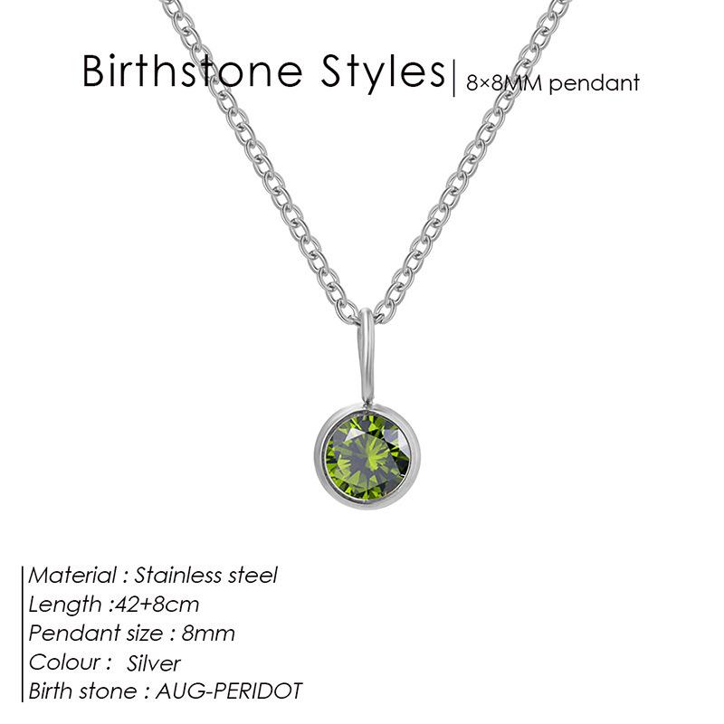 European & American Luxury Colorful Rhinestone Pendant Necklace - December Birthstone Stainless Steel Jewelry