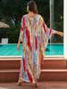 EDOLYNSA Plus Size-Kaftan, Bohemian-Stil, mehrfarbig, Sommer, langes Strandkleid, Damen-Homewear-Outfit, Badeanzug, Überzug, lockerer Kaftan