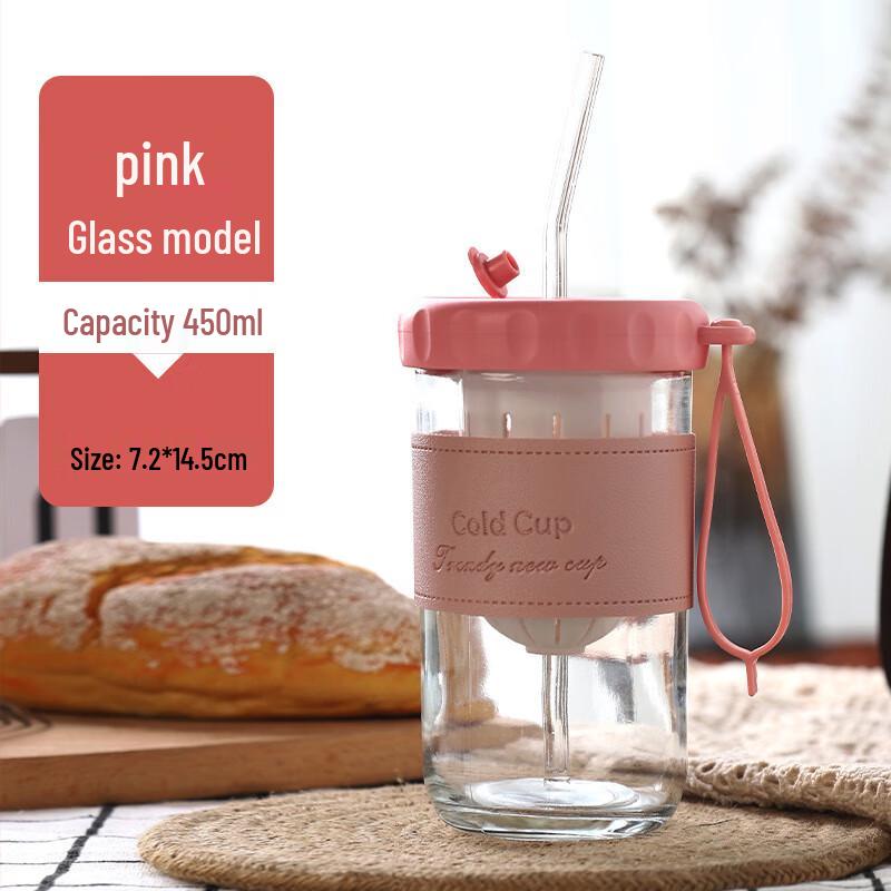 Shangqi Portable Glass Water Bottle with Straw & Tea Infuser