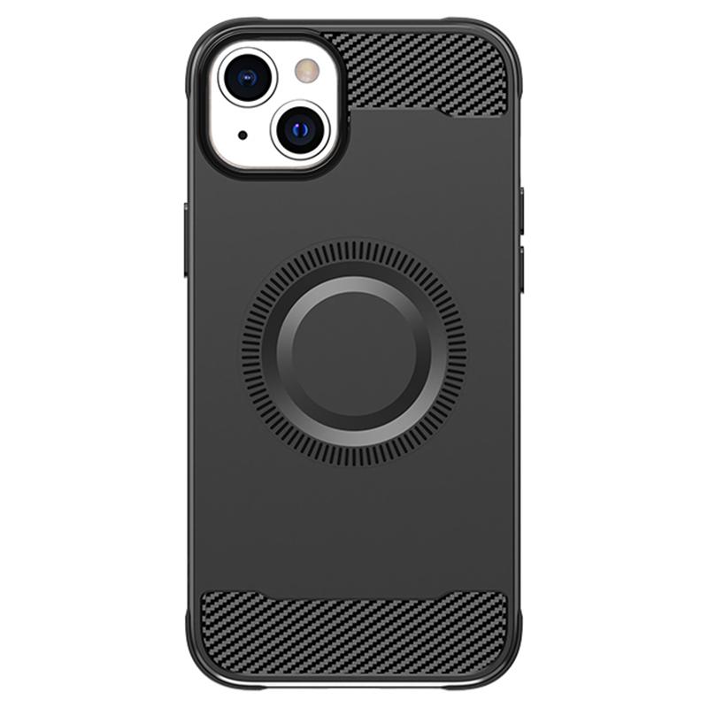 

For iPhone 14 Case Compatible with MagSafe TPU Phone Cover Carbon Fiber Texture Black