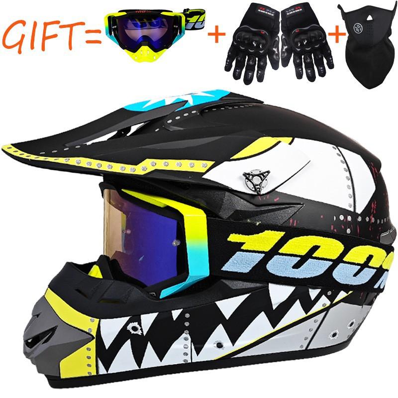 Equipped With 100% Goggles + Gloves Mask Off-road Helmet Mountain Biking Downhill Youth Go-kart