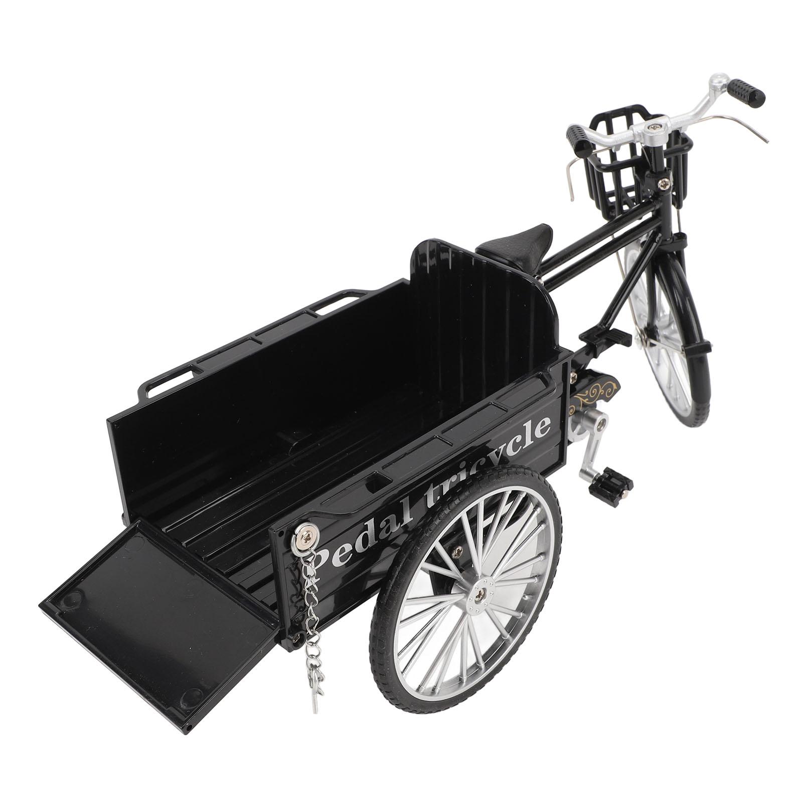 Миниатюрный ретро трехколесный грузовик-платформа из сплава, металлическая модель трицикла, игрушка, винтажный автомобиль, домашний декор для