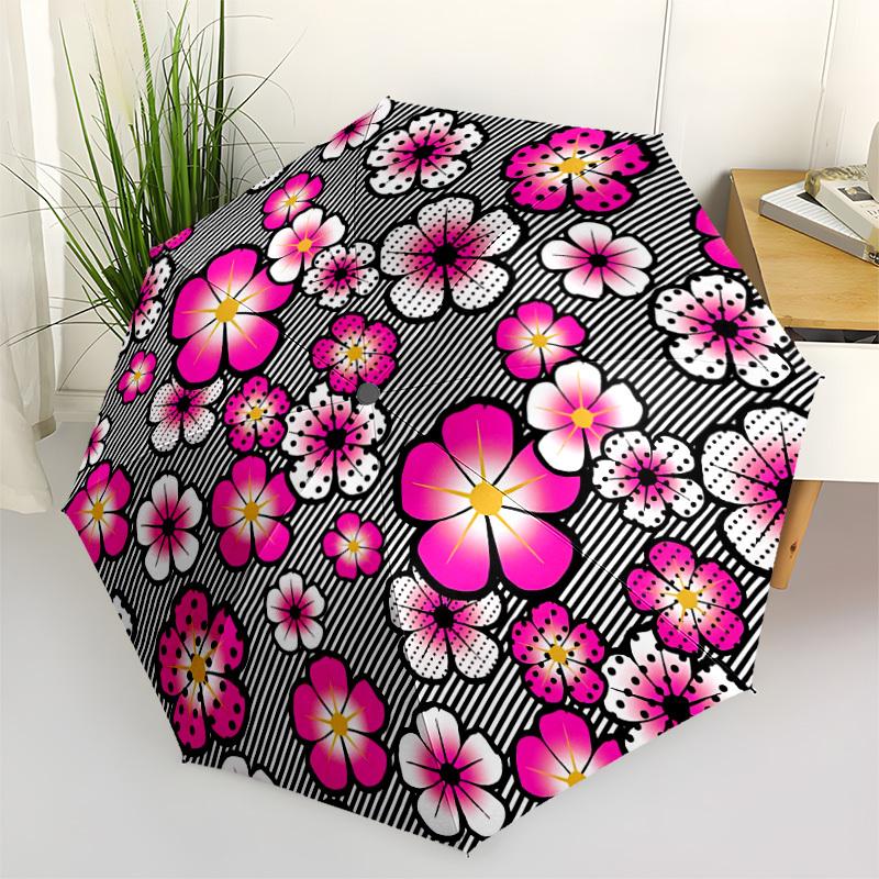 

1pc Floral Pattern Open/Close Folding Umbrella, All- Portable Umbrella for & Men, Stylish Accessory (Holiday Gift) 8-Rib yy251213144
