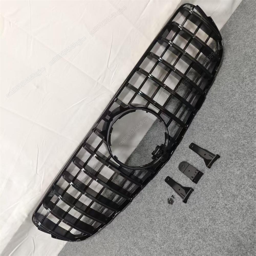 For Mercedes Benz GLC Class X253 2015 To 2019 GLC250 300 350 GLC43 AMG Replacement Part GT Style Front Bumper Mesh Racing Grille Gloss Black