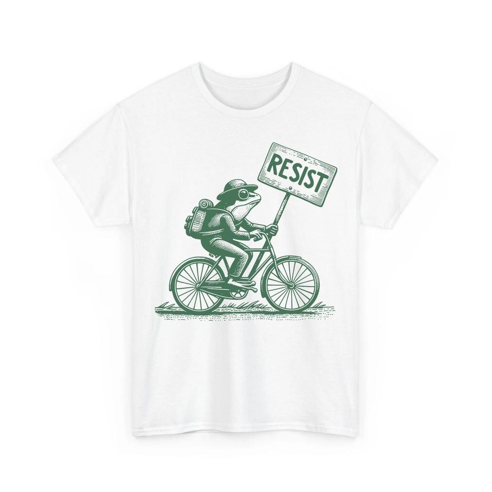 

Portland Frog Protest Frog On Bike Resist Frogs Against Fascism Unisex TShirt Unisex T-Shirt XL