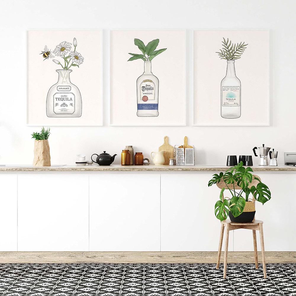 Liquor Peaches Tequila Vodka Flowers Bar Wall Art Canvas Painting Alcohol Posters and Prints Pictures For Living Room Home Decor No Frame