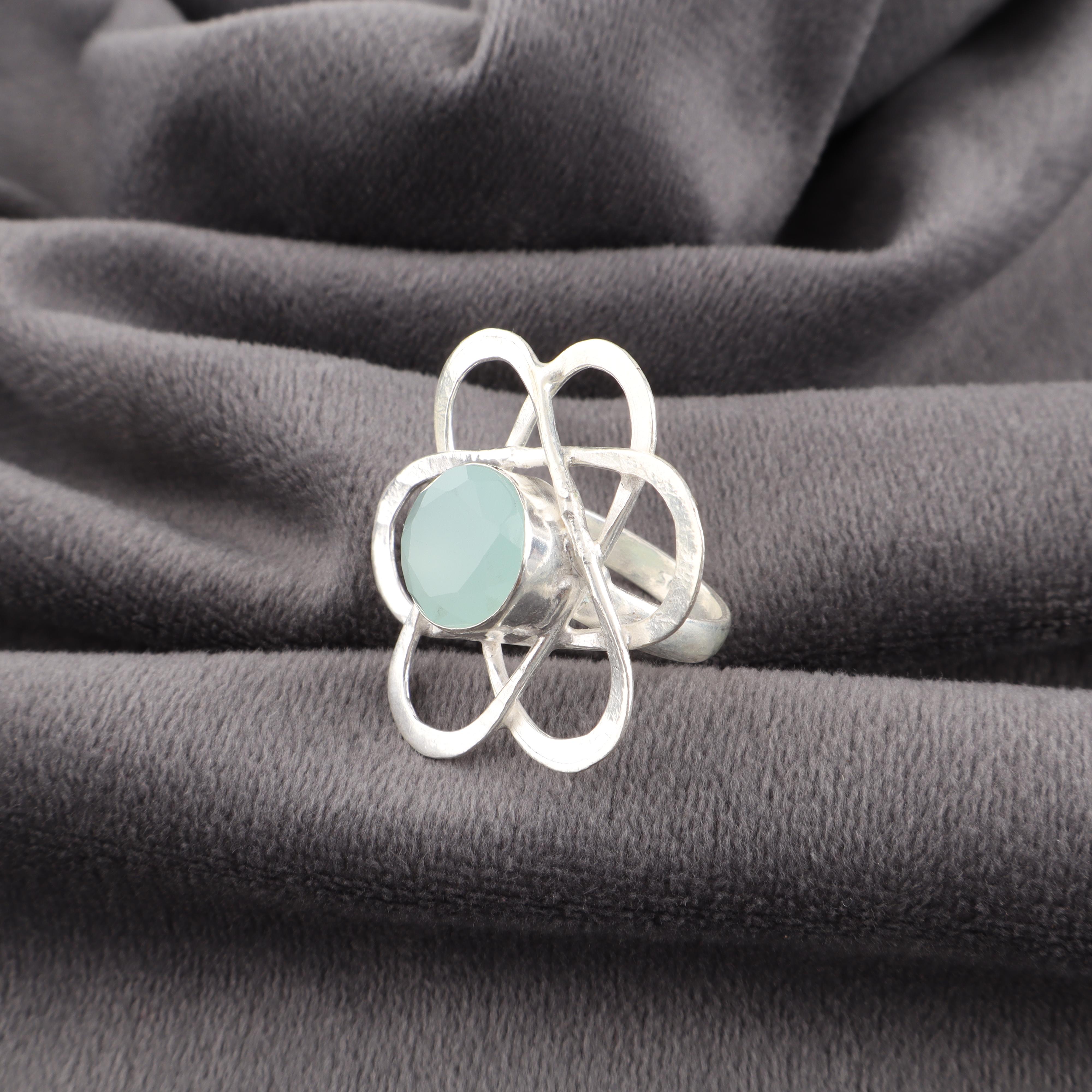 

Кольцо с аквахалцедоном ручной работы, ювелирное изделие из 925 пробы стерлингового серебра, уникальный дизайн, для женщин 12 синий