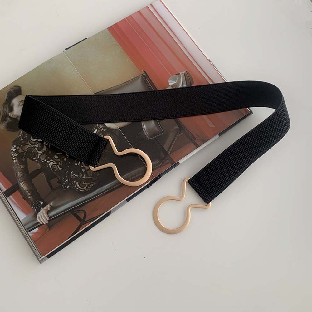 Decoration Geometric Women Waistband Gold Round Buckle Belt Female Waist Strap Elastic Waist Belt