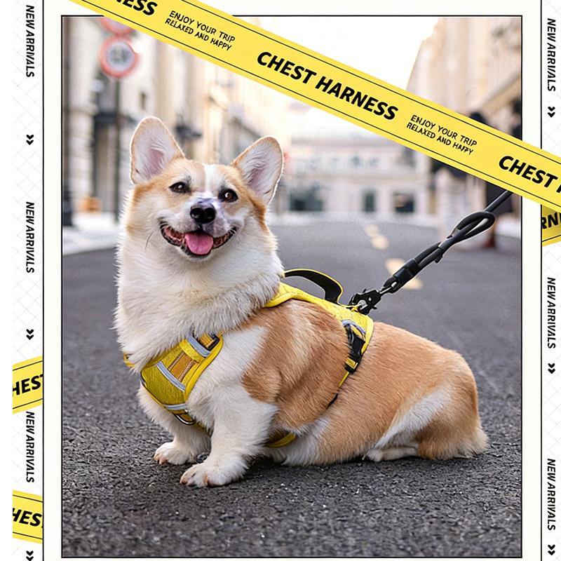 Dog No-Pull Reflective Breathable Harness for Medium & Large Dogs, Adjustable Comfort Pet Vest Harness for Walking Training