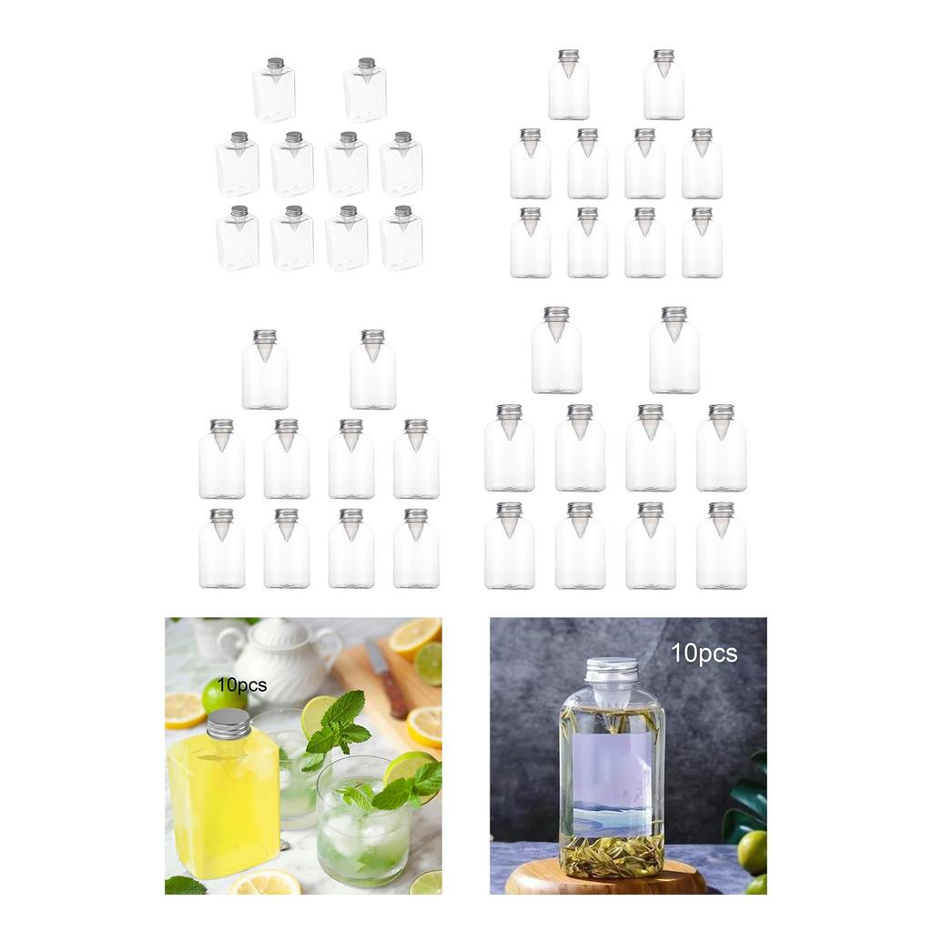 10 Pieces Empty Juice Bottles Airtight Lid Drink Container Reusable Beverage Drinking Jar