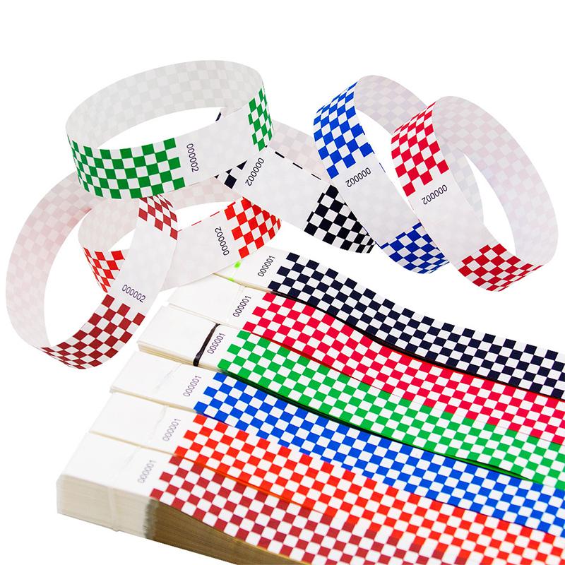 50/100Pcs Mosaic Pattern Colorful Paper Wristbands Waterproof Disposable Bracelets For Parties, Concerts, Festivals